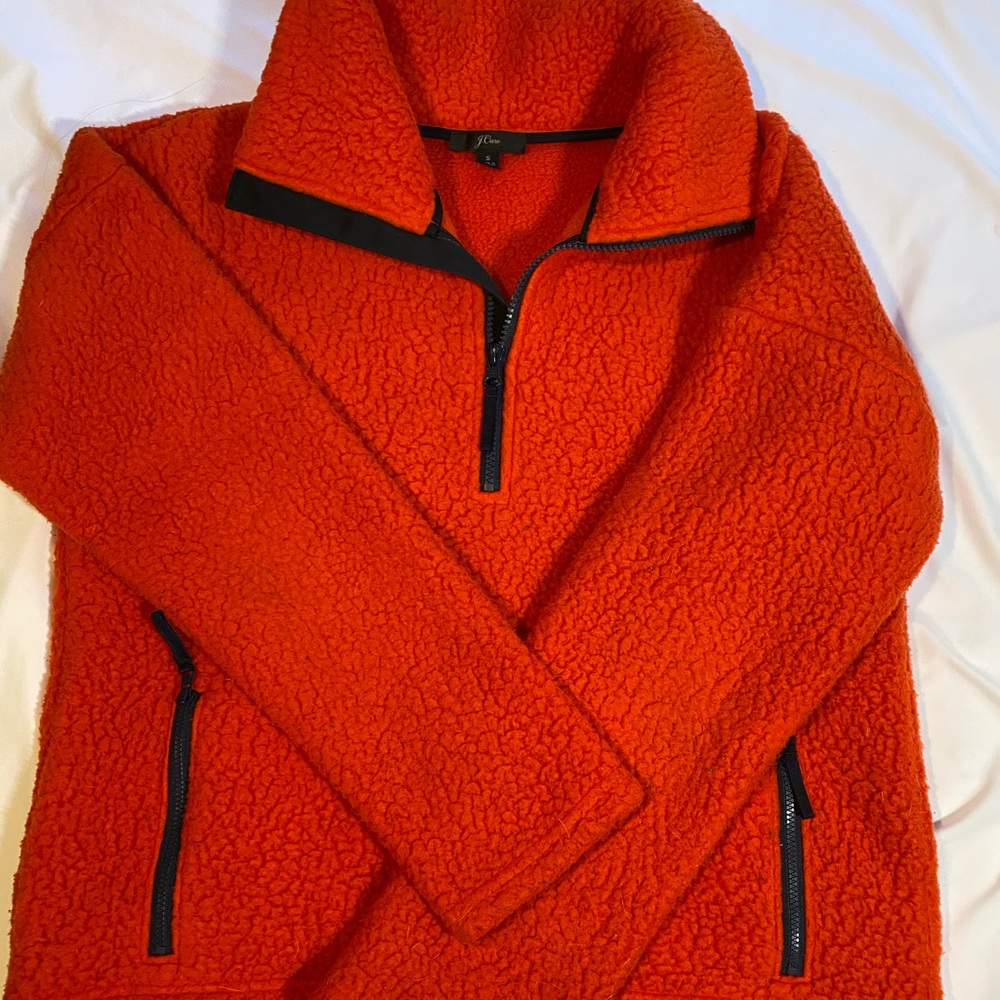 J.Crew Red Fleece Quarter Zip